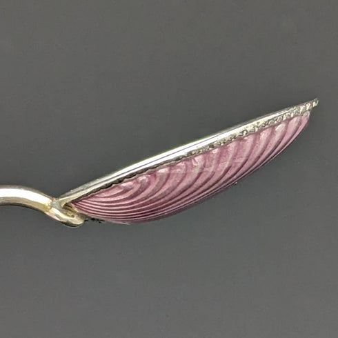 1933 British vintage pair of sterling silver demitasse spoons with enamel decoration